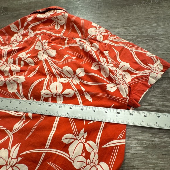 J Crew Shirt Youth Small Floral Red Costal Boys Short Sleeve Button‎ Up Cotton - Picture 7 of 8